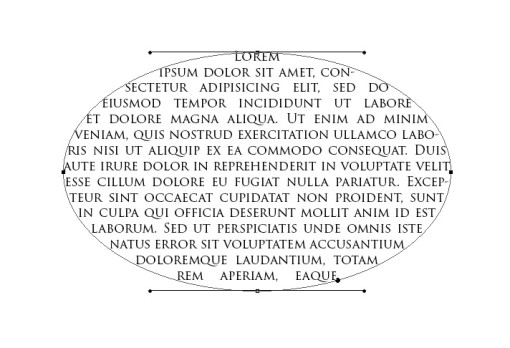Figura 6. Un esempio di testo interno a un tracciato. La forma è personalizzabile anche a posteriori con l’utilizzo degli strumenti vettoriali tradizionali.