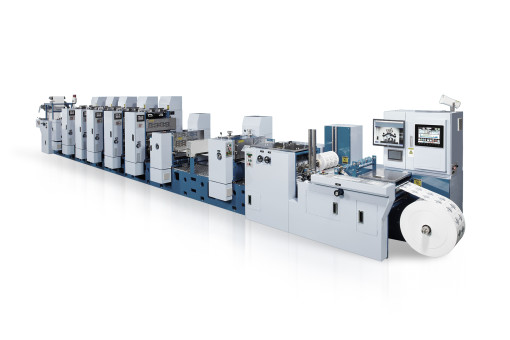 MLP, la macchina semirotativa offset UV di Miyakoshi per la stampa di etichette di alta qualità.