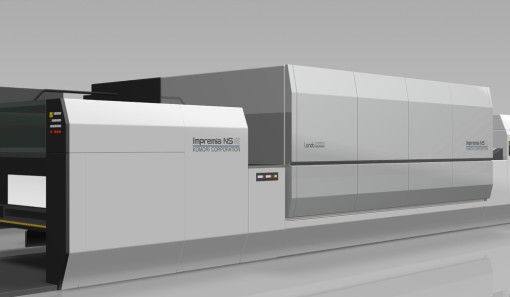 La Impremia NS40 con tecnologia di stampa Landa Nanographics lavora il formato B1 alla velocità di 6.500 fogli l'ora.