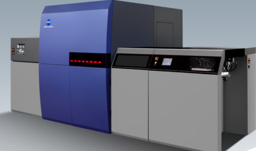 KM-1, la macchina da stampa B2+ a getto d’inchiostro UV di Konica Minolta, lanciata a drupa. 