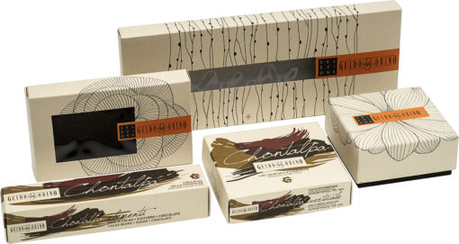 Packaging realizzati da marco Rotondo in collaborazione con la Cartotecnica Medhea di Asti per Venchi e Guido Gobino.